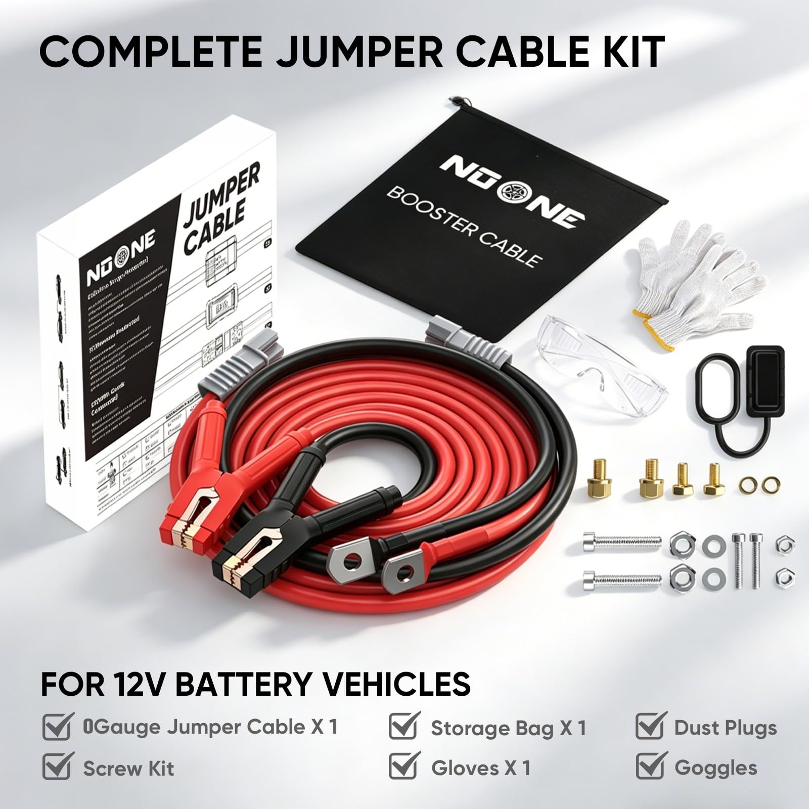 NOONE cable stretched next to car wheel showing true 30-foot reach