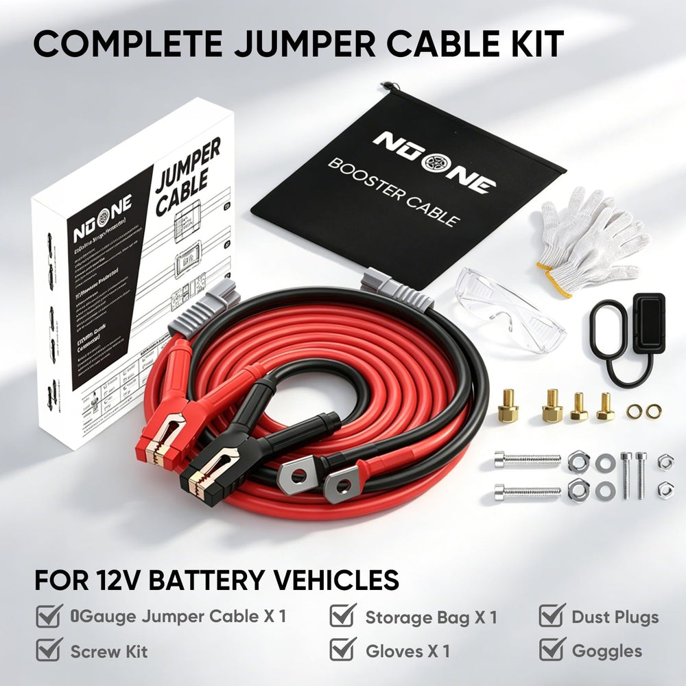 NOONE cable stretched next to car wheel showing true 30-foot reach
