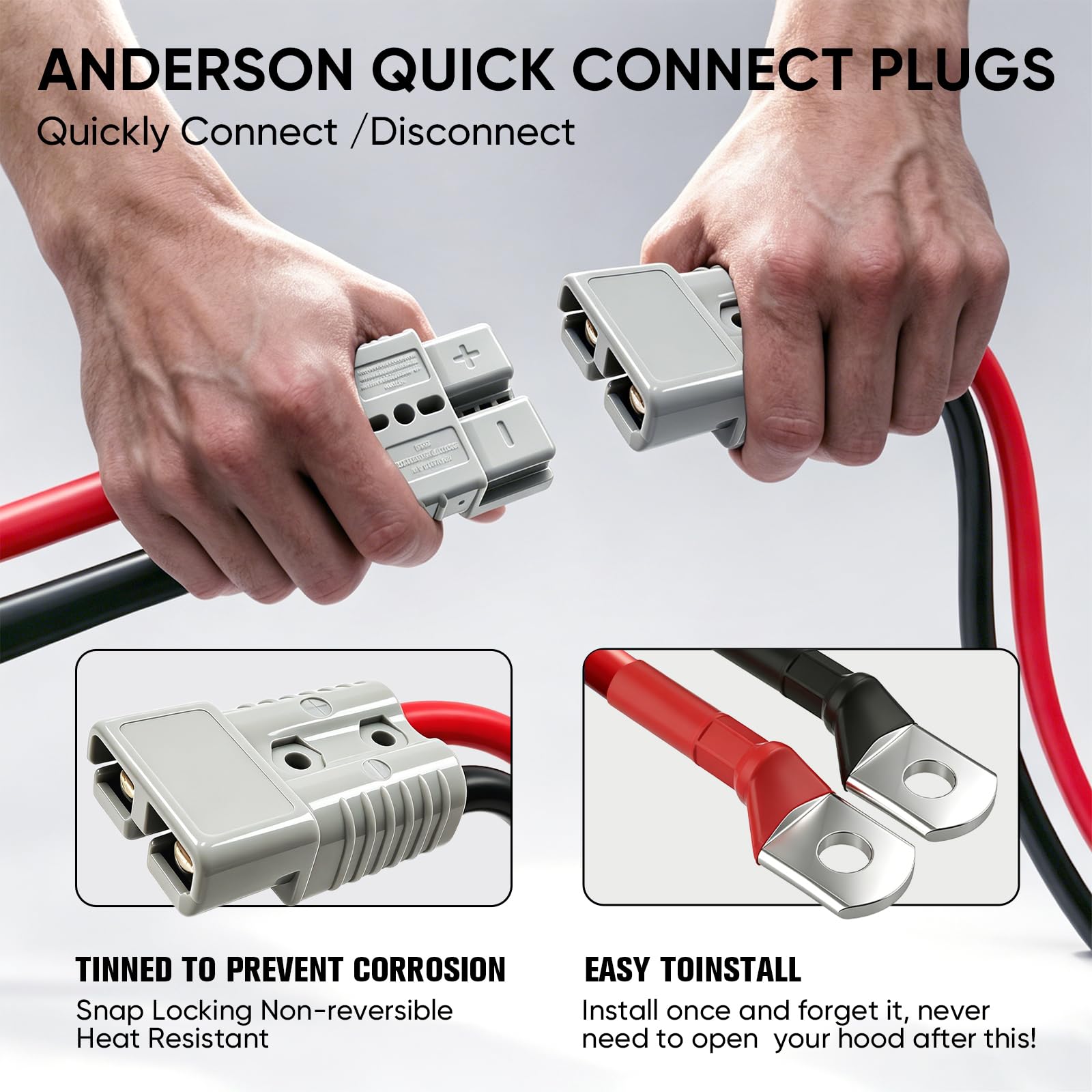 NOONE quick-connect plug closeup for faster, safer hookup