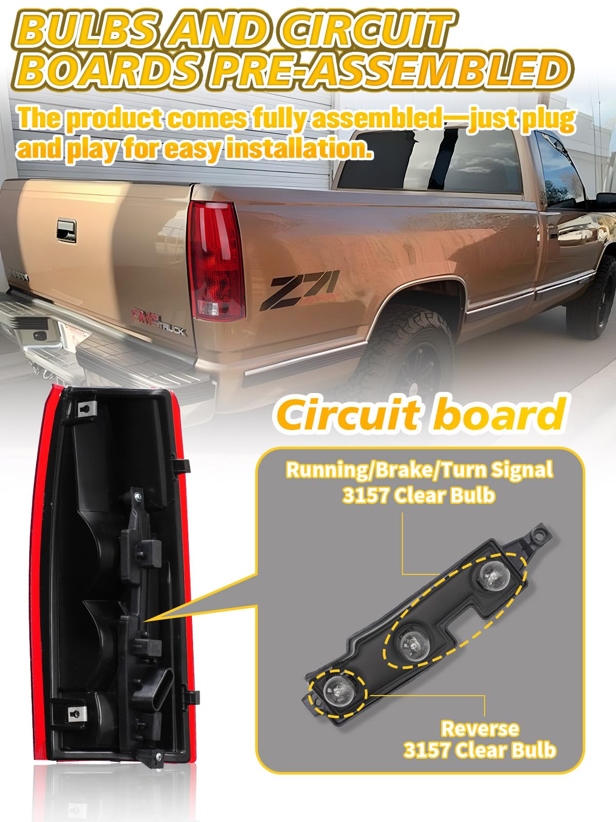 NOVCAPAR circuit board and halogen bulbs preinstalled for fast replacement benefit