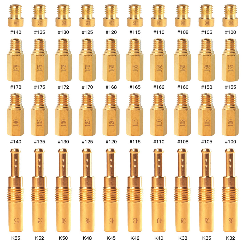 NOVINO front collection of 40 brass jets showing full kit and organization benefit