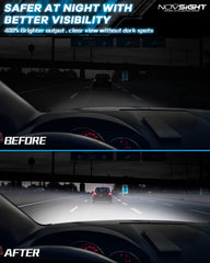 NOVSIGHT close-up of LED emitter showing bright chips for improved road visibility