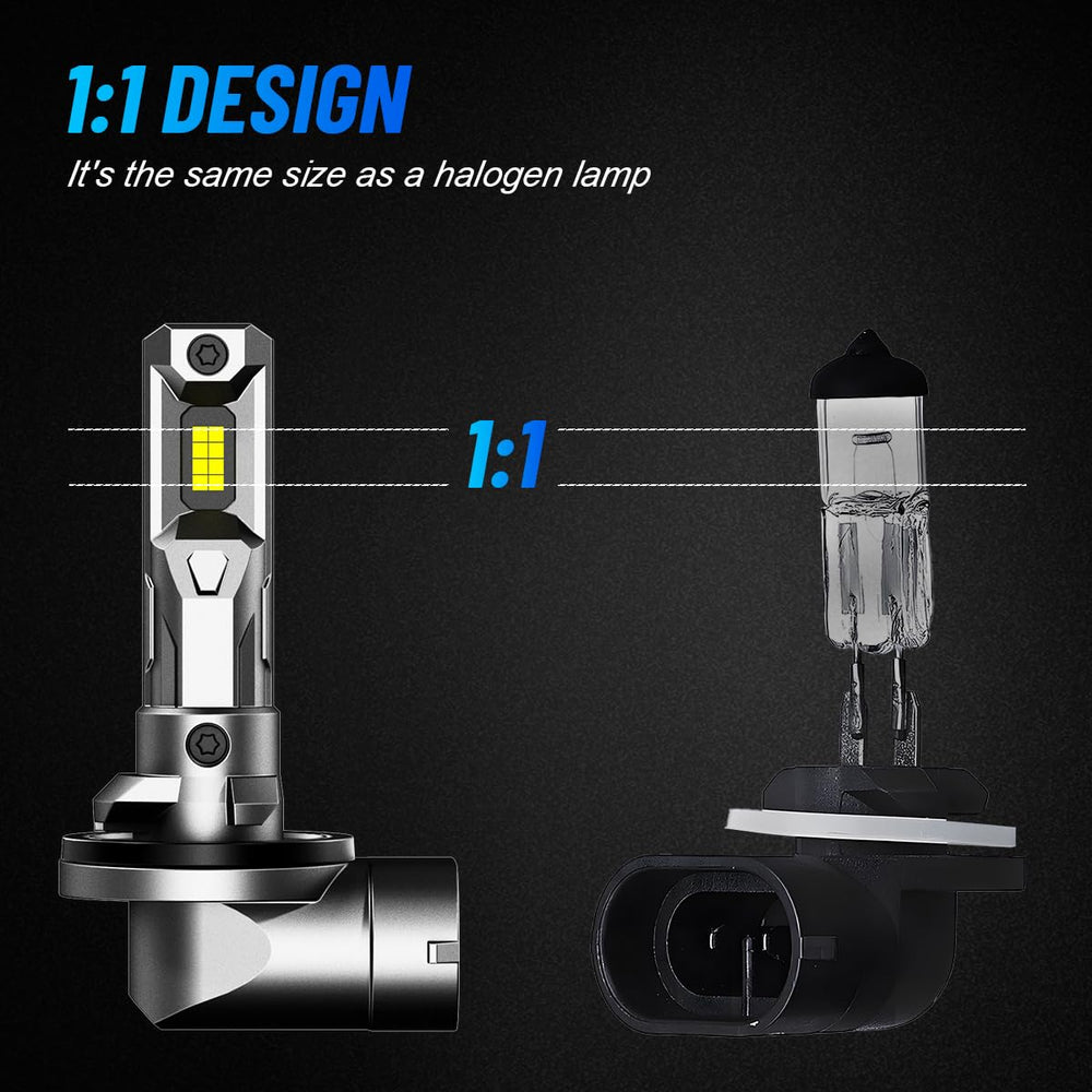 NOVSIGHT side profile illustrating the 1:1 mini size and compact fit for tight fog housings