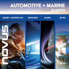 Novus applied to helmet shield demonstrating clearer vision and reduced haze