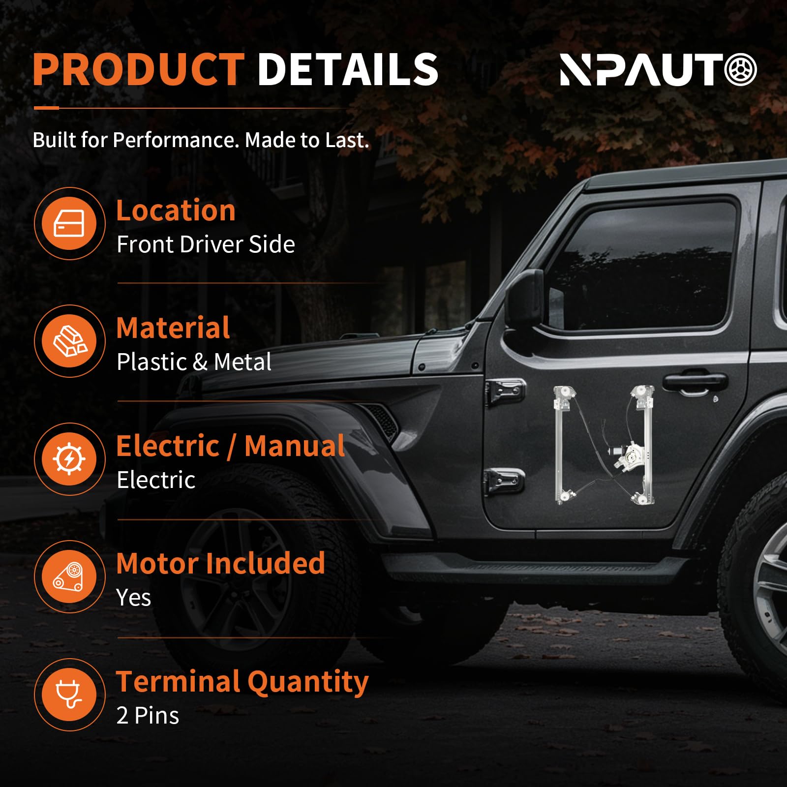 NPAUTO motor and gear close-up highlighting reliable power