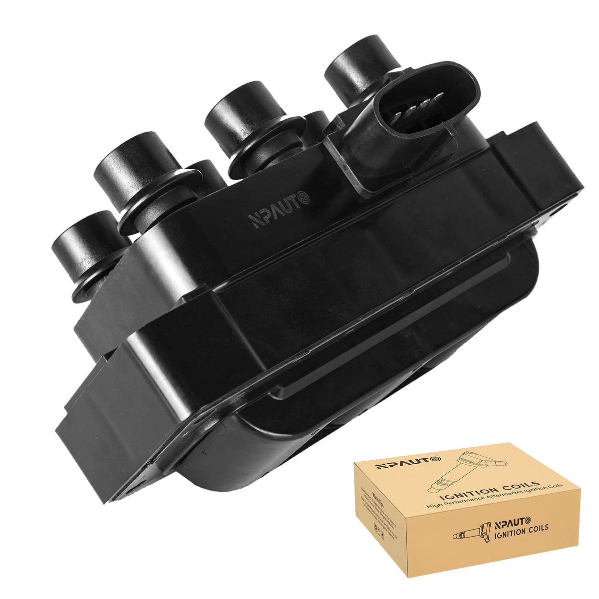 NPAUTO coil pack front view showing fit and alignment for easy replacement