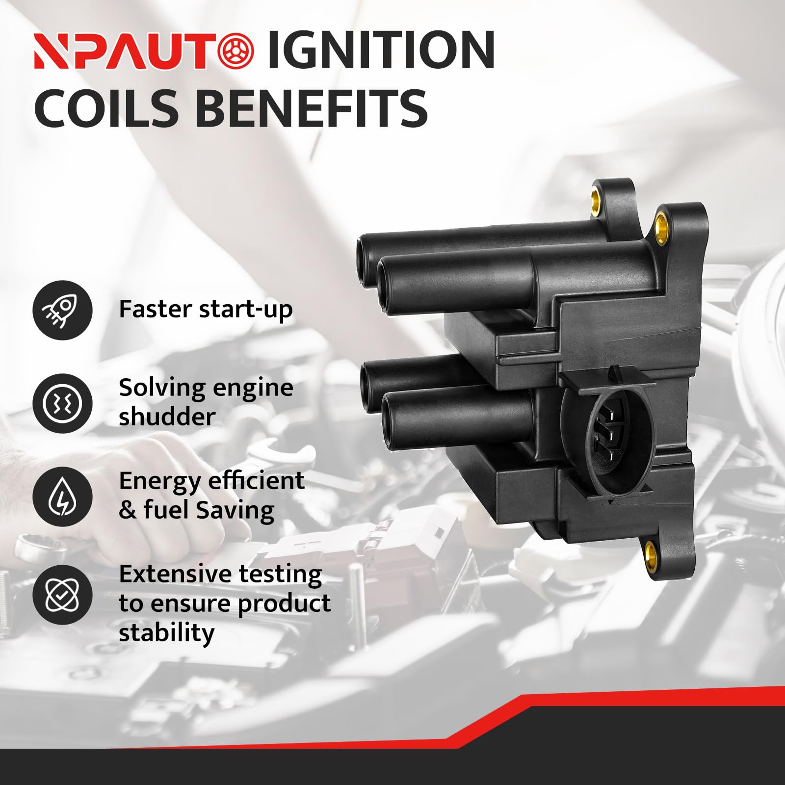 NPAUTO coil pack side label with model numbers for accurate match