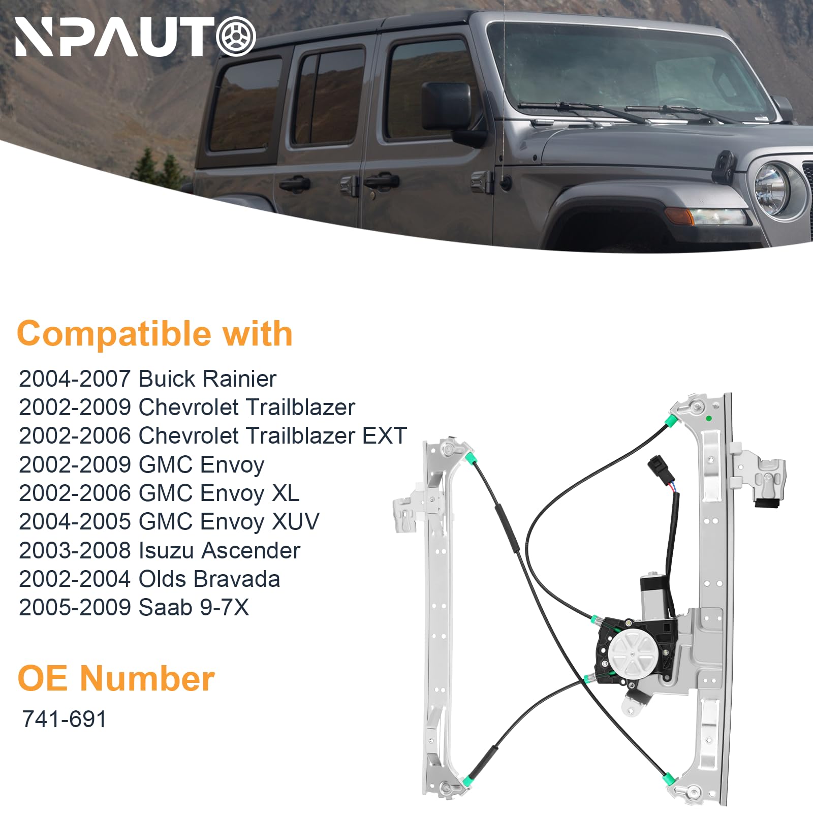 NPAUTO motor label and connector detail highlighting plug-and-play installation