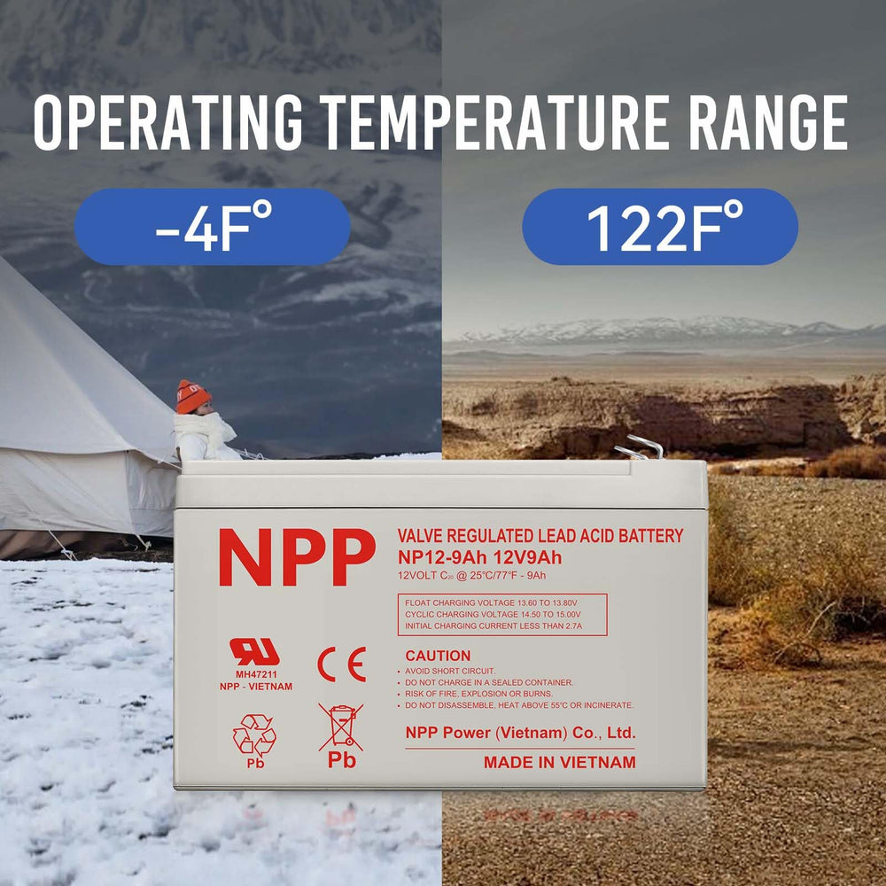 NPP NP12-9Ah hooked to an alarm panel showing reliable standby power support