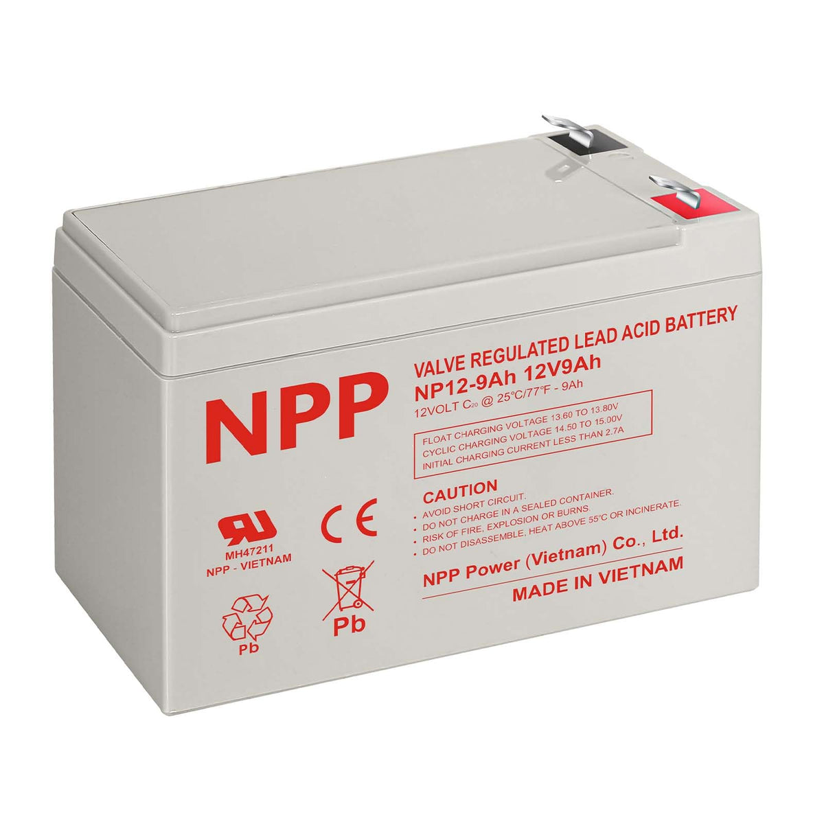 NPP NP12-9Ah front view showing compact sealed AGM design and reliability