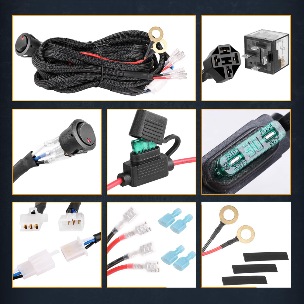 NR NIRIDER harness next to car battery showing length scale and fitment clarity