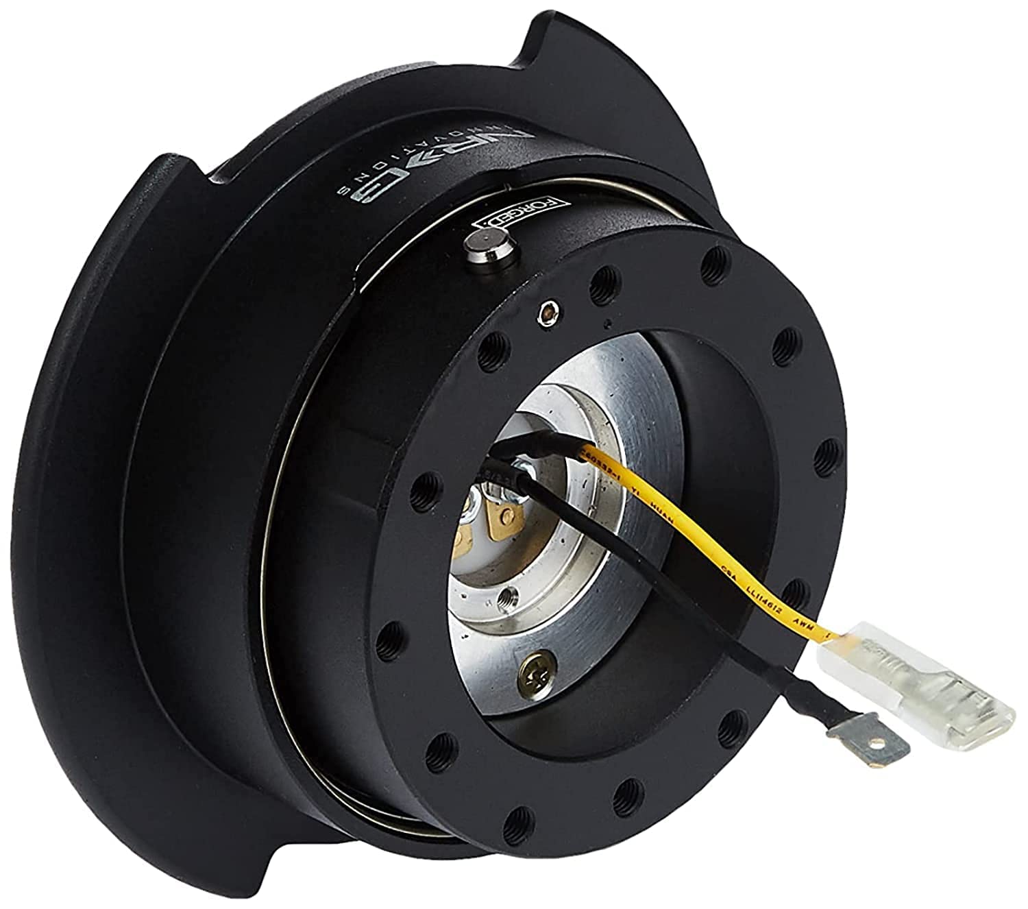 NRG Innovations SRK-250BK front view showing compact quick release design and secure fit