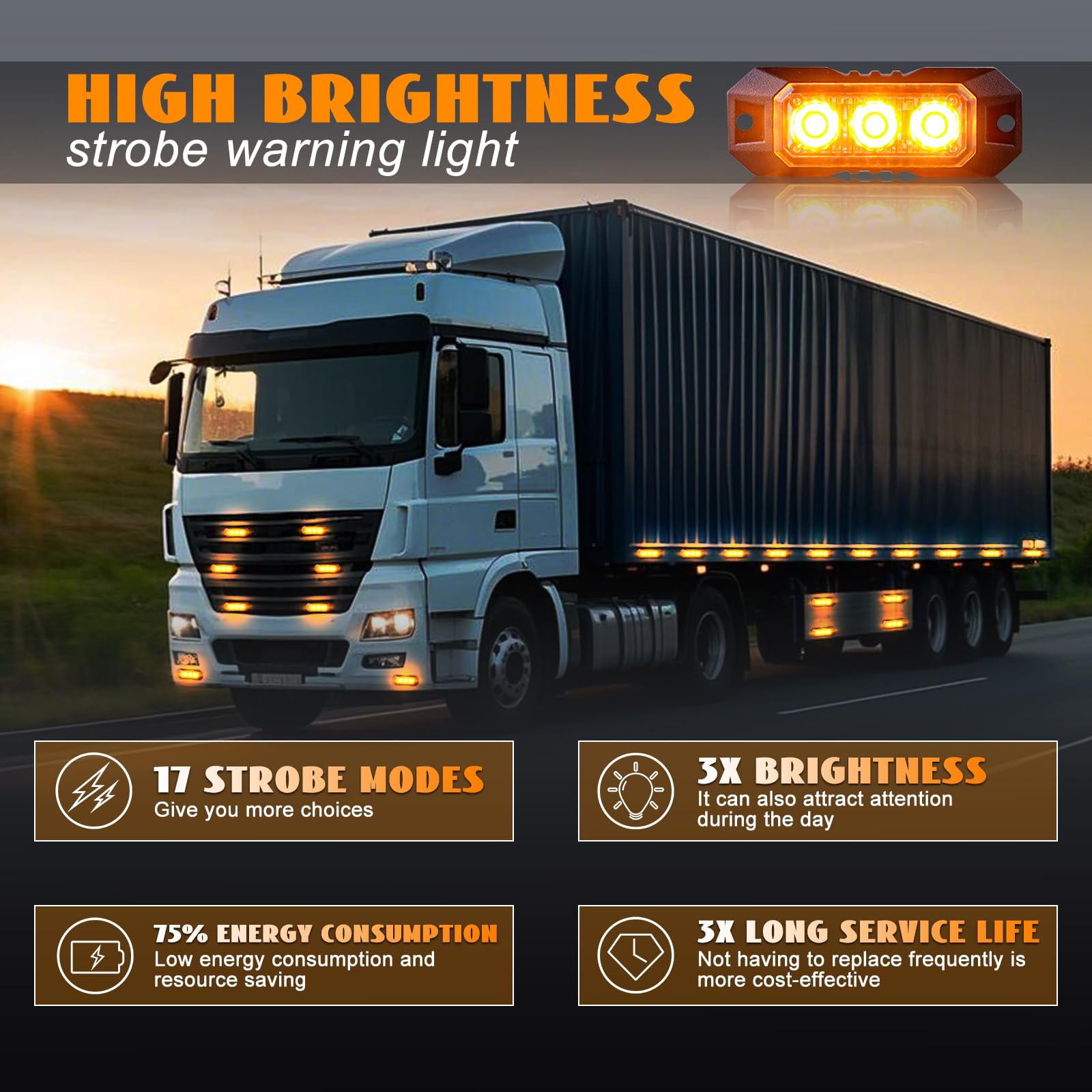 Nrgedzam mounted on truck grille demonstrating improved daytime and poor-weather visibility