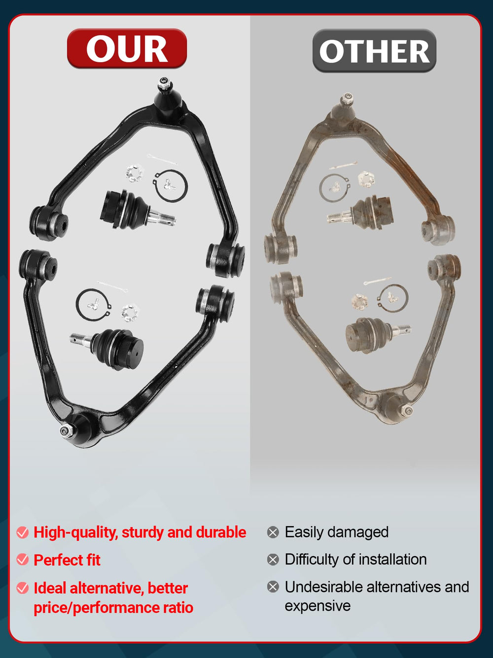 Ntoauto technician in garage replacing control arms to regain handling and reduce tire wear