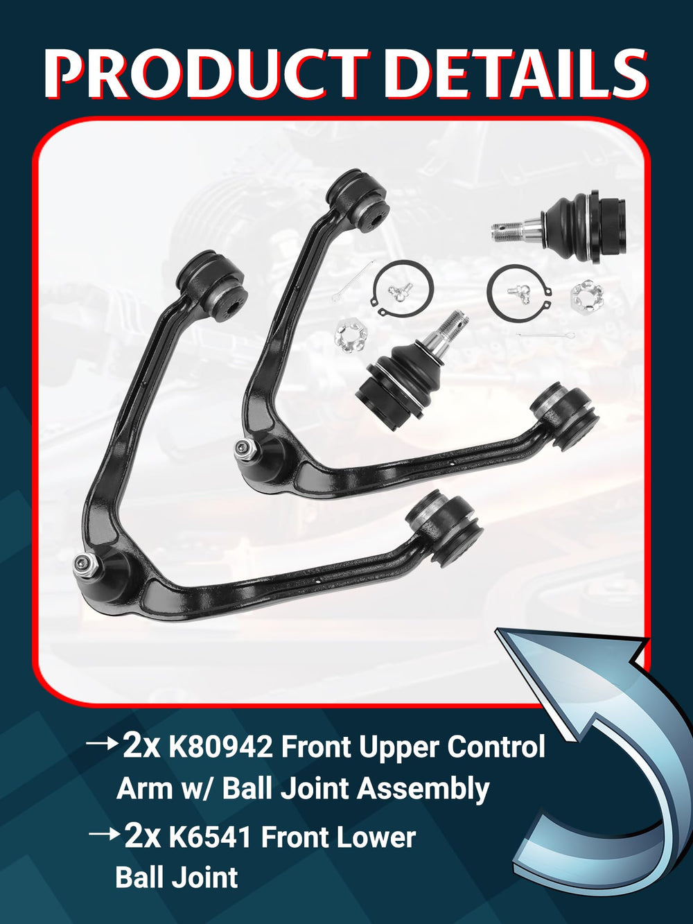 Ntoauto upper control arm close-up highlighting durable welds and bushings for longevity