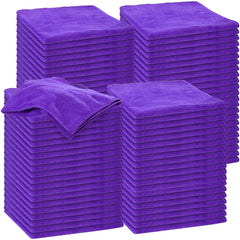 Nuenen front packaging showing 120 purple microfiber towels for bulk convenience