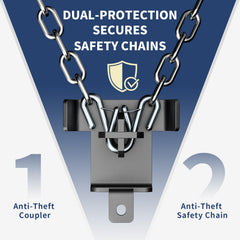 NUOVEPE installed on a 2-5/16" coupler showing combined coupler and chain security