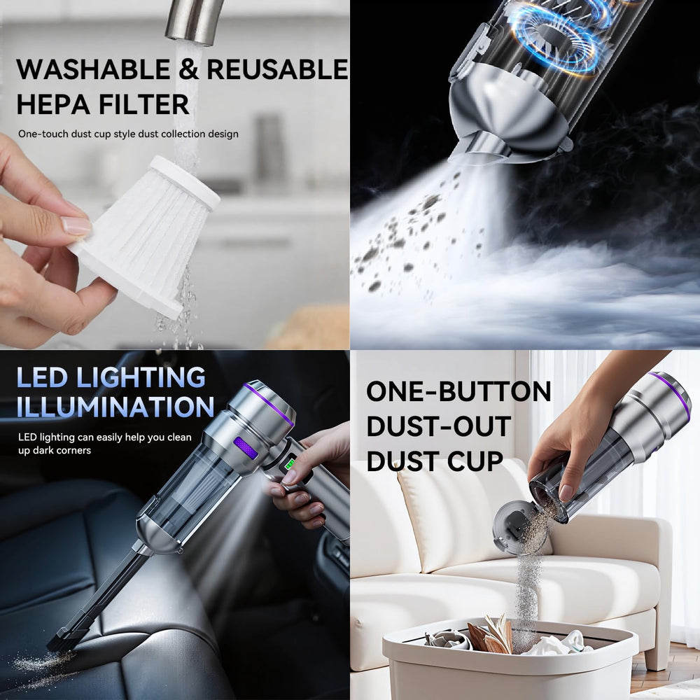 NWDEY dust cup release button detail for quick mess-free emptying and hygiene