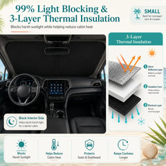 Nwgl folded sunshade in compact storage pouch for easy stowing