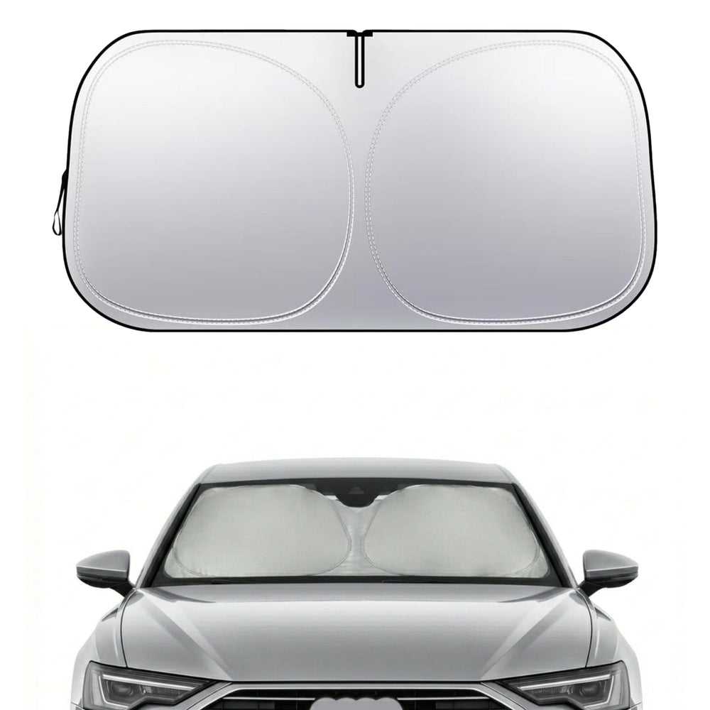 Nwgl front view sunshade installed on Audi windshield reduces interior heat