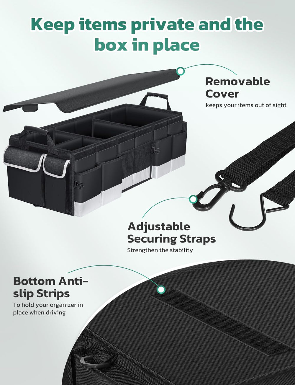 Oasser collapsed flat for compact storage, saving trunk space when not in use