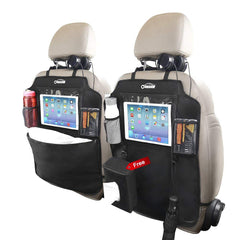 Oasser front seat protector full view showing coverage and organization benefit