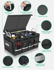 Oasser interior with removable dividers showing customizable compartments for gear