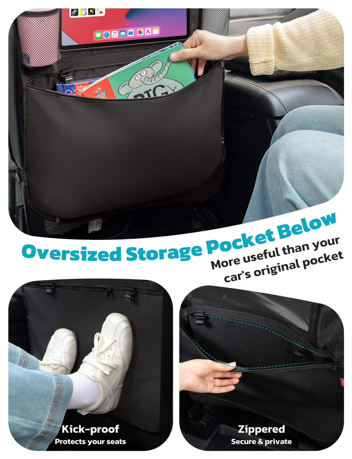Oasser lower anti-kick layer texture resisting shoe scuffs for cleaner seats