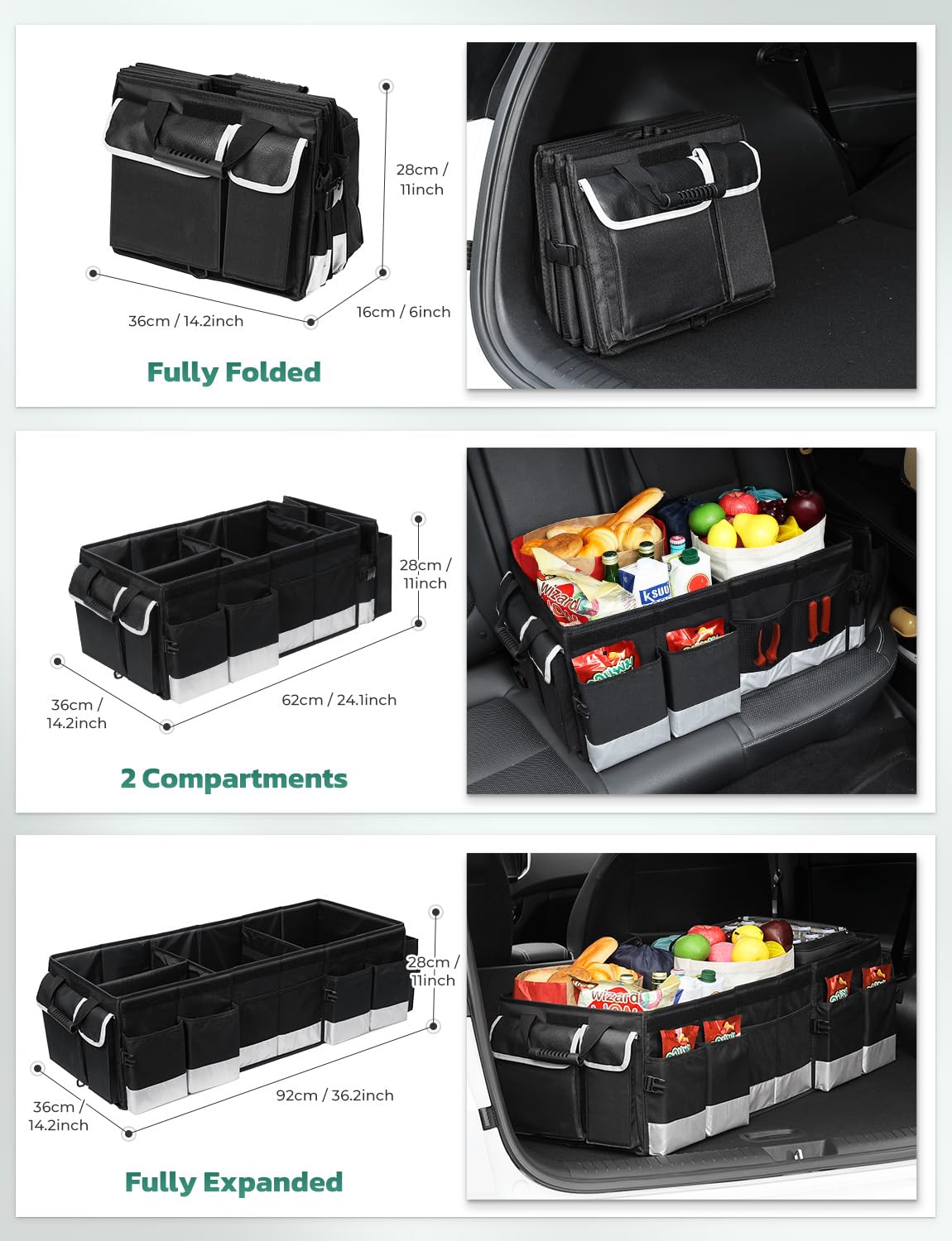 Oasser secured in SUV with straps and anti-slip strips preventing movement while driving