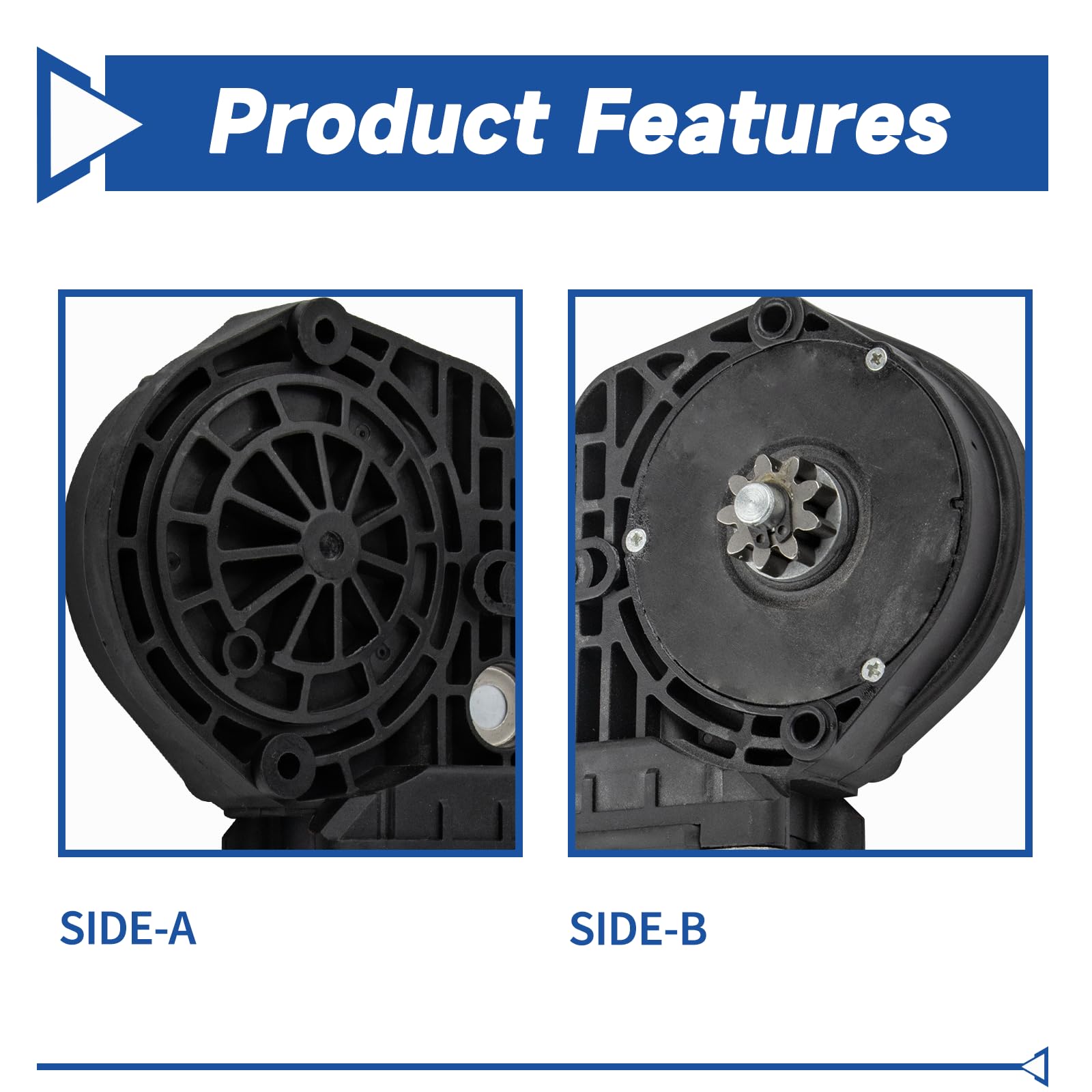 Obaee motor side profile highlighting mounting holes and alignment advantage
