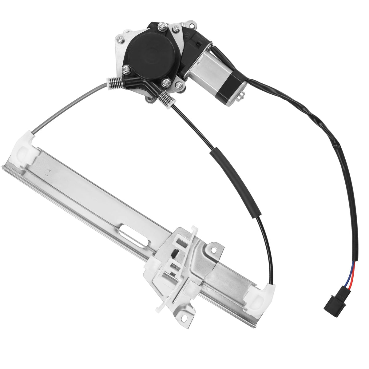 Obaee rear left regulator front view showing complete assembly and fast-fit benefits
