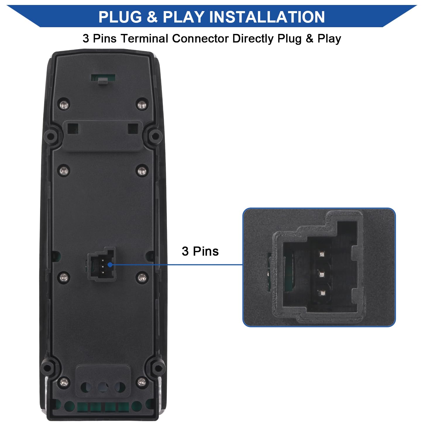 Obaee switch installed in Mercedes door panel demonstrating easy replacement