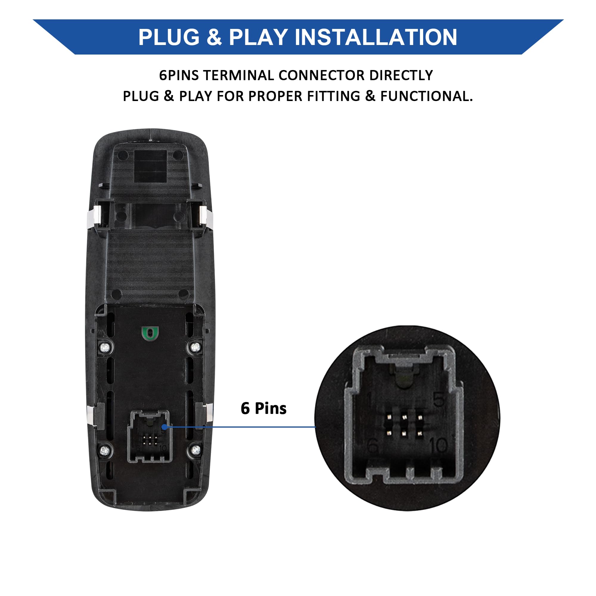 Obaee switch installed on vehicle door panel demonstrating seamless replacement benefit