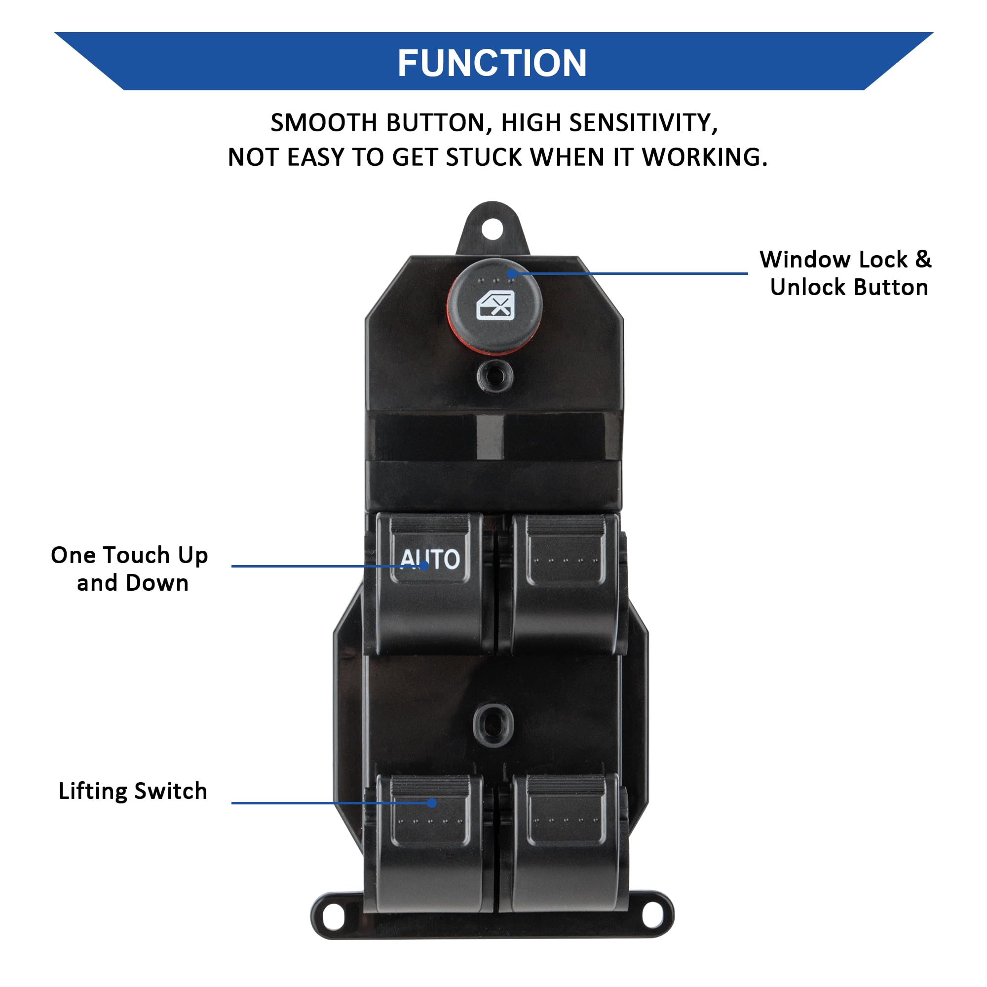 Obaee switch installed in CR-V door panel demonstrating restored window control