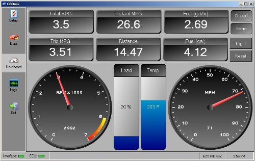 OBDLink LX hooked to motorcycle diagnostic port using MotoScan for accurate monitoring