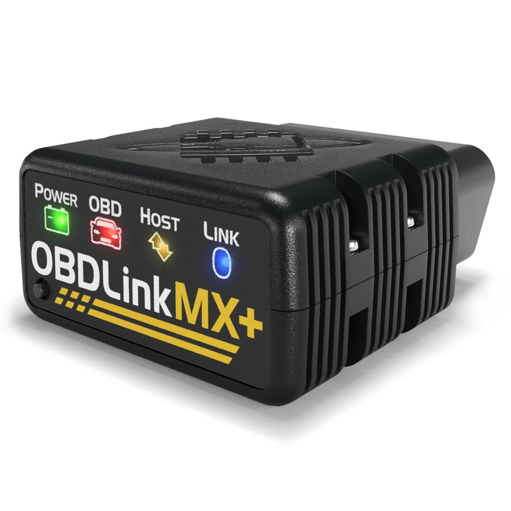 OBDLink MX+ front view showing compact housing and connector, reliable diagnostics benefit