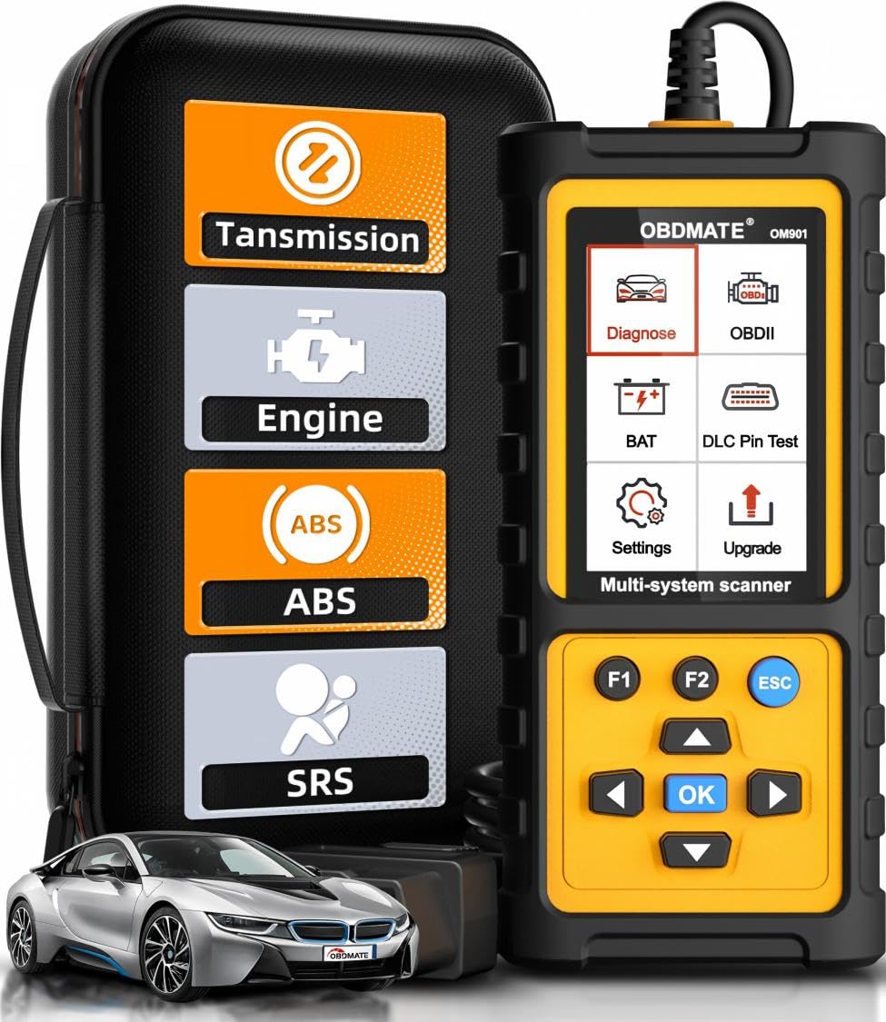 OBDMATE front view of OM901 scanner showing compact handheld design and quick access
