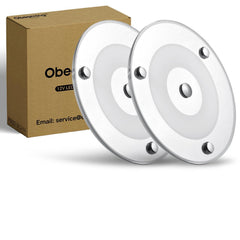 Obeaming front view of the 2-pack dome lights showing clean design and bright output