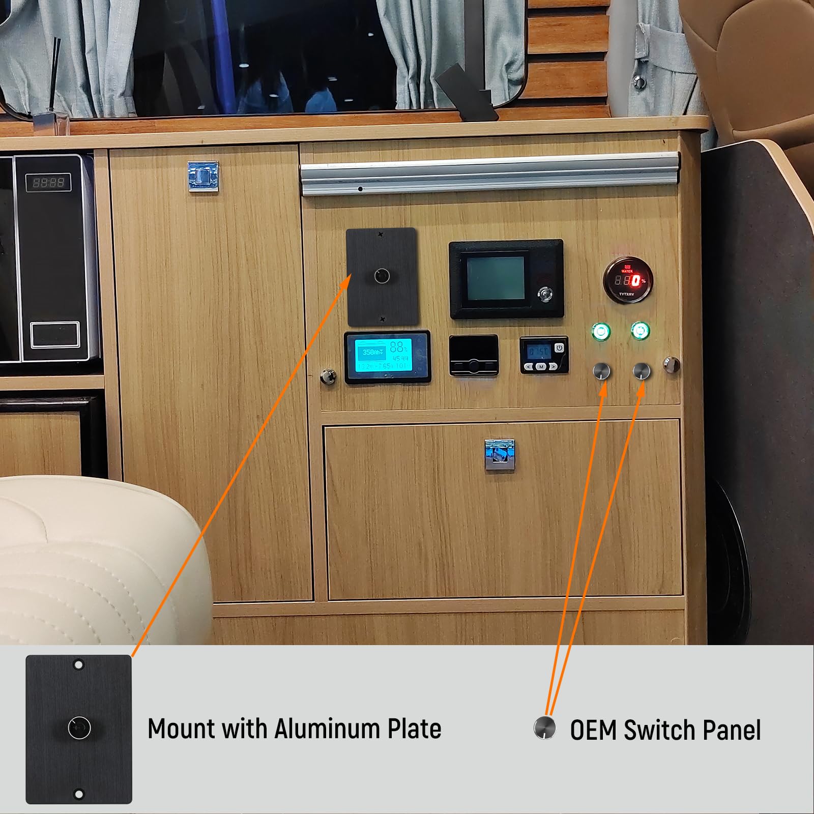 Obeaming installed in RV panel illustrating neat integration and professional look