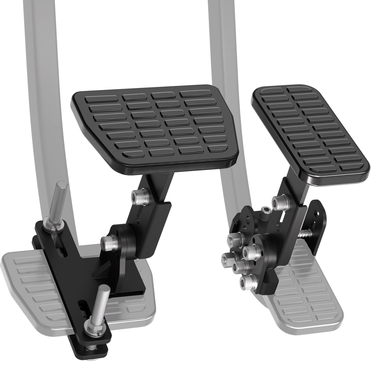 OceanicEcho front view of extenders mounted on pedals showing improved reach