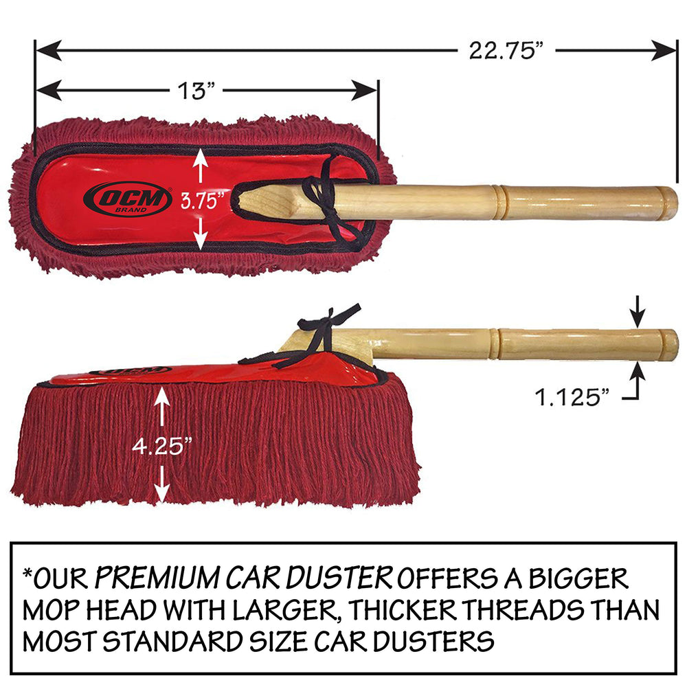 OCM Brand close-up of wax-infused cotton threads, improved dust pickup