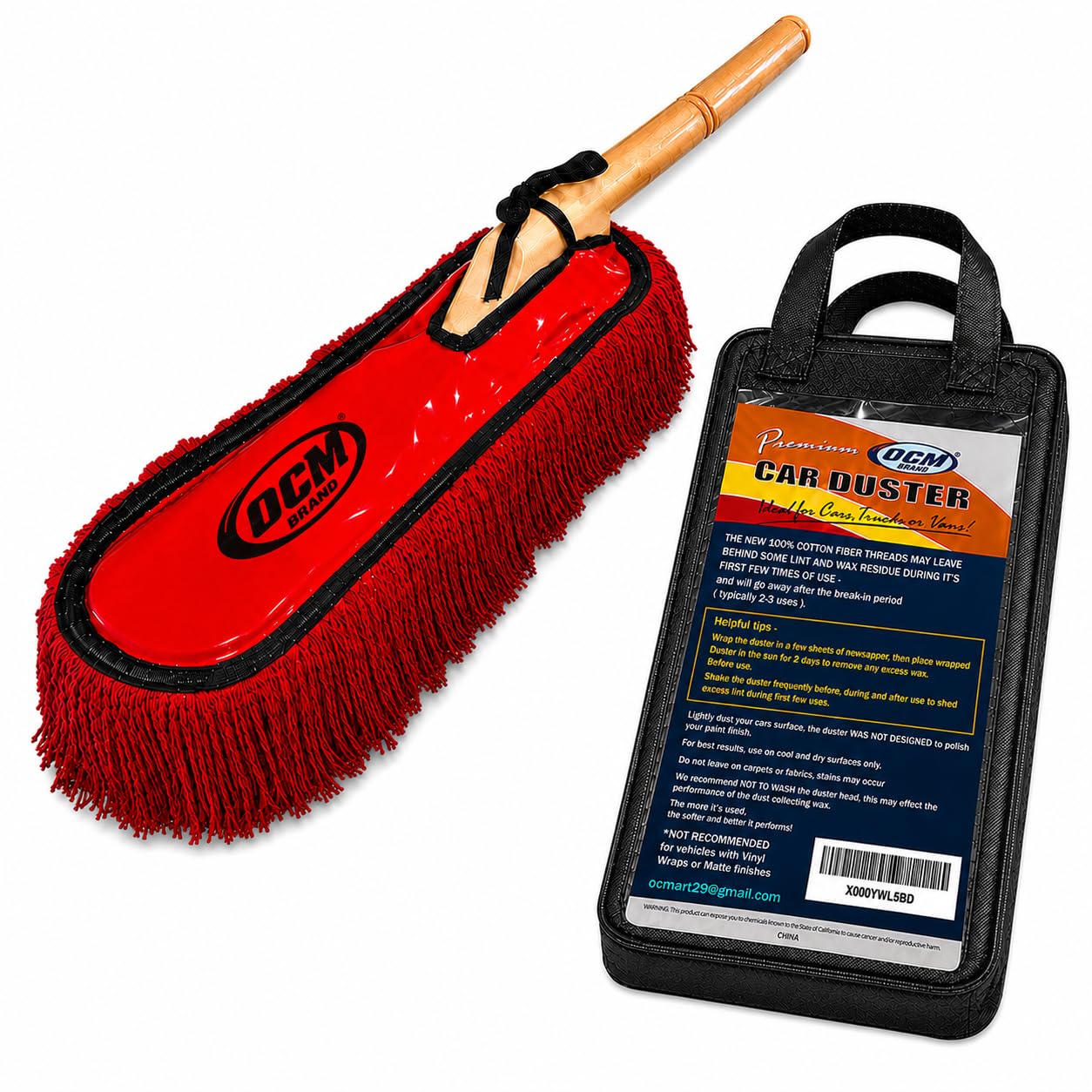 OCM Brand front view of duster showing full head and handle, fast dust coverage