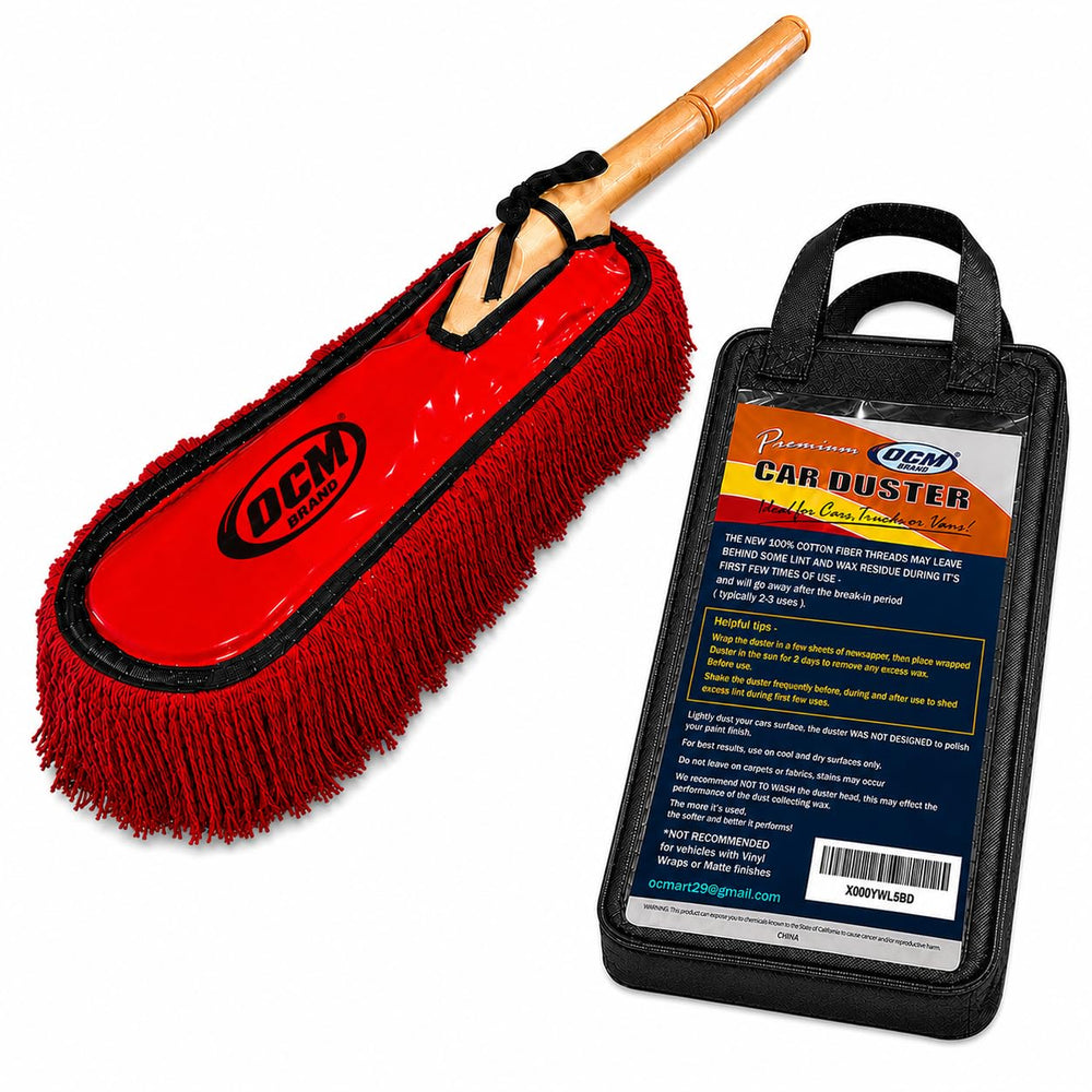 OCM Brand front view of duster showing full head and handle, fast dust coverage