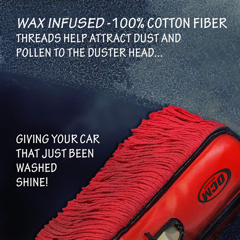 OCM Brand duster shown in hand for scale, large coverage per stroke