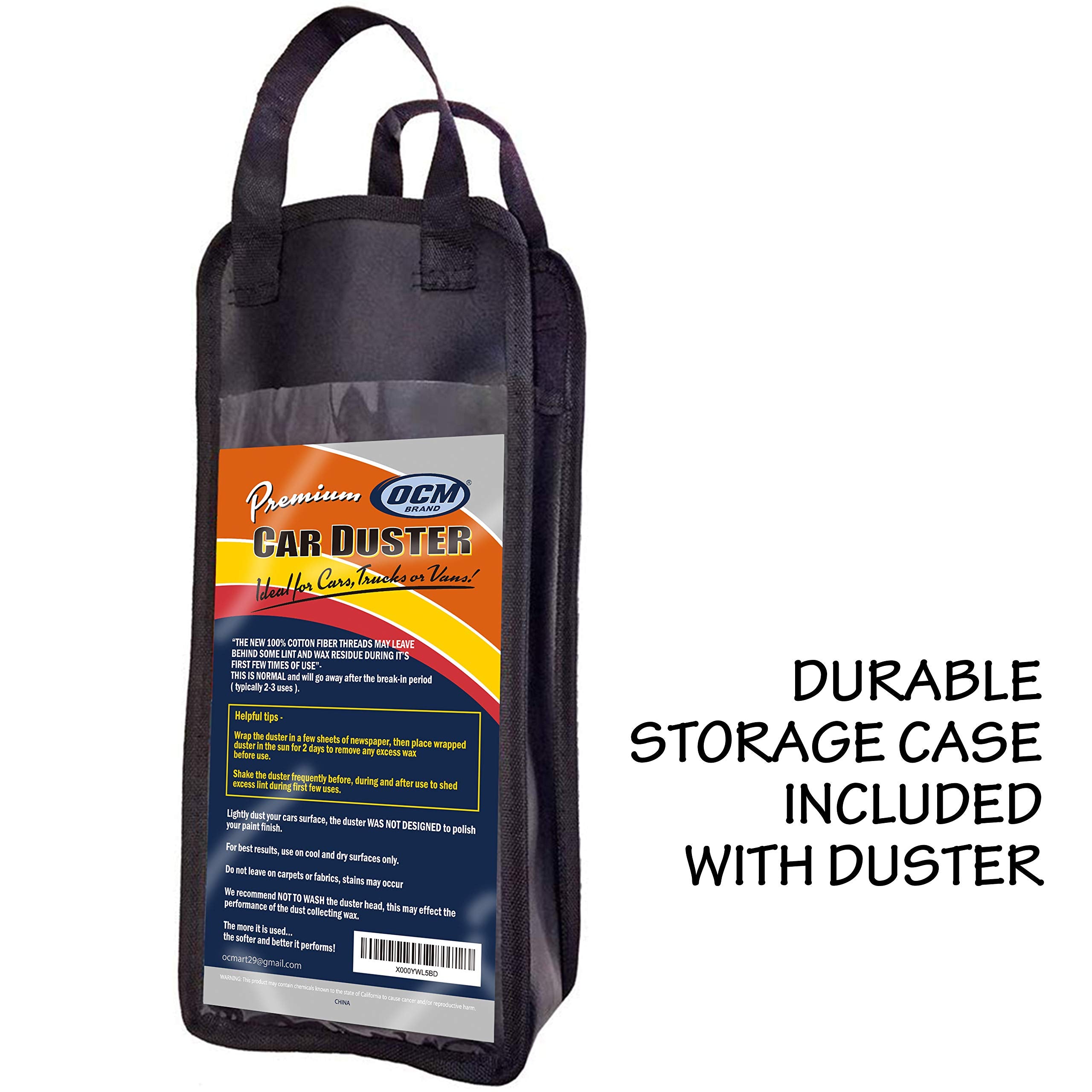 OCM Brand heavy-gauge vinyl storage cover protecting duster head, keeps fibers clean