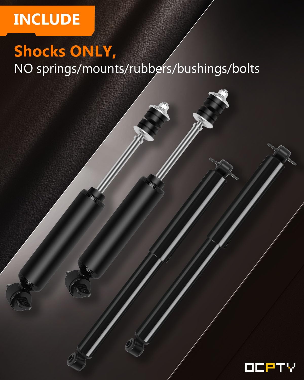OCPTY shocks installed on vehicle rear showing balanced ride and reduced bouncing