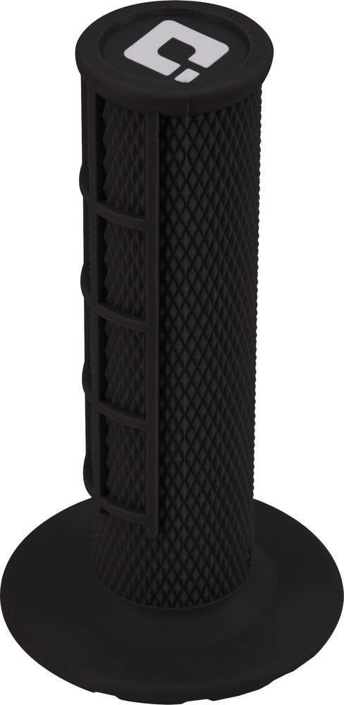 Odi front profile of black half-waffle grip showing texture and secure lock-on benefit
