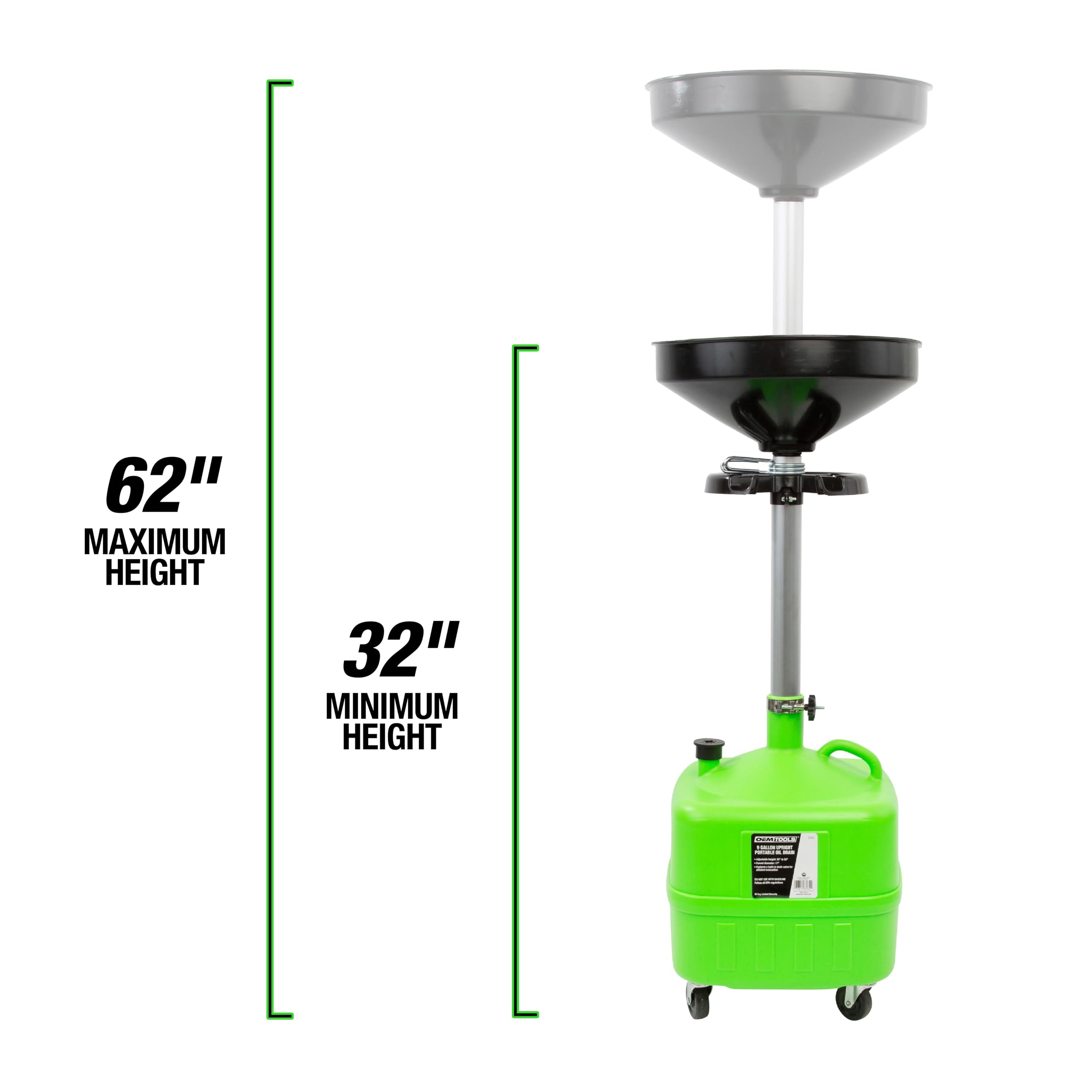OEMTOOLS 17-inch funnel top view capturing oil accurately