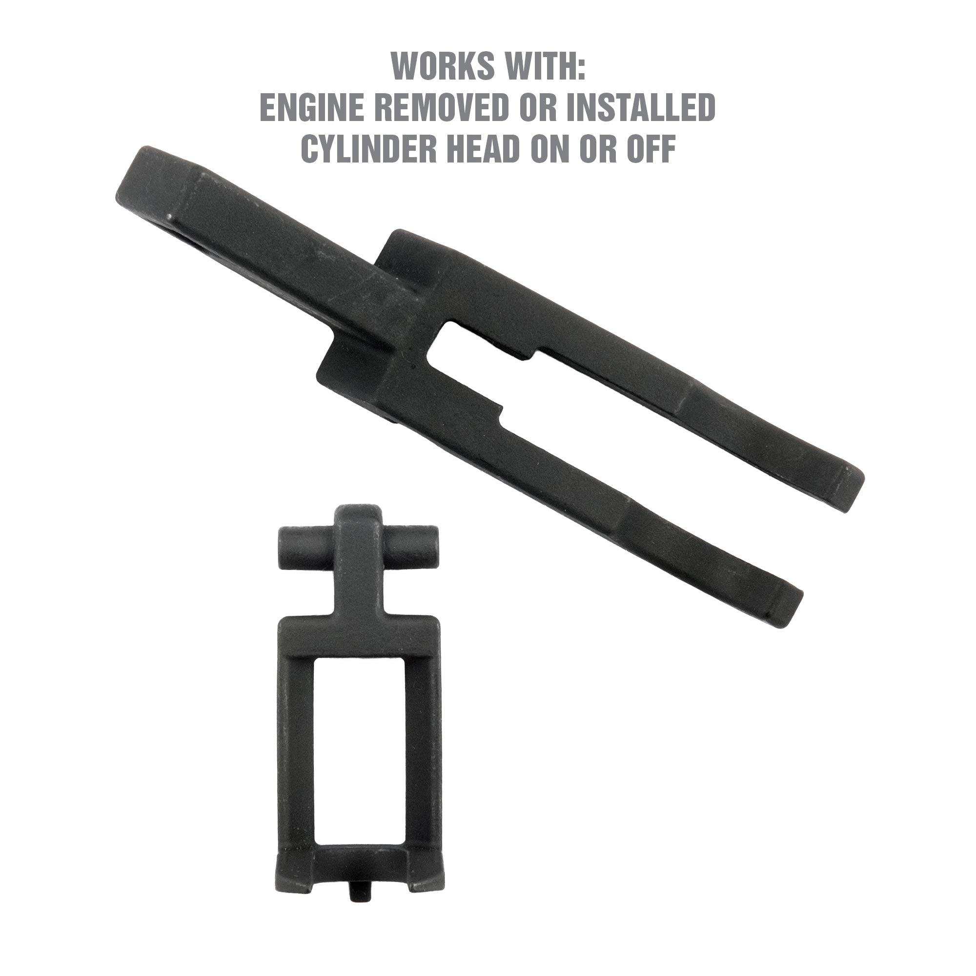 OEMTOOLS tool compressing valve spring on engine showcasing time-saving benefit