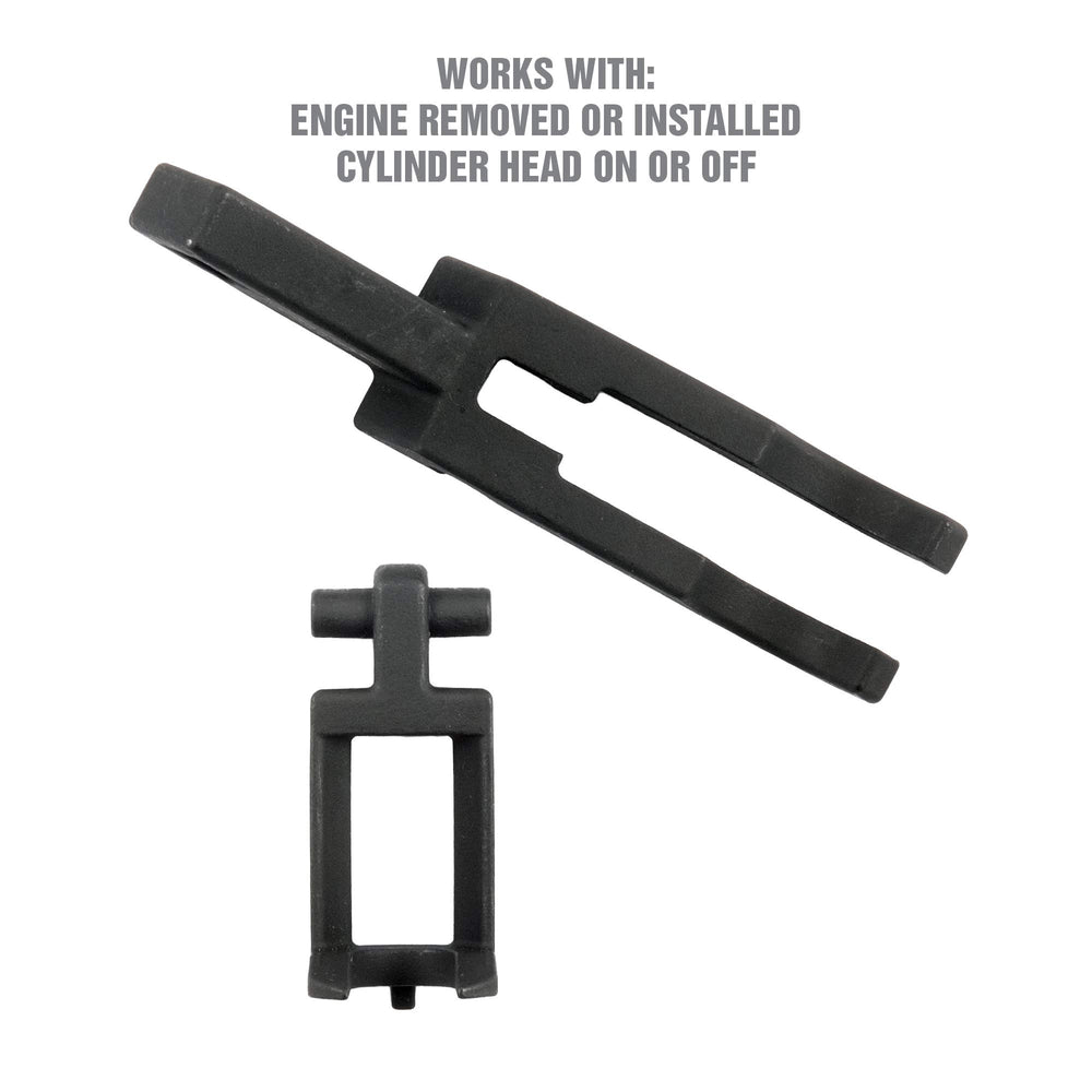 OEMTOOLS tool compressing valve spring on engine showcasing time-saving benefit